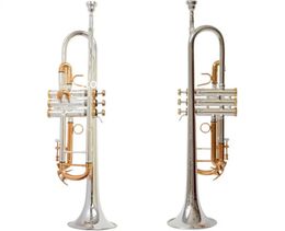 New Arrival Bb Trumpet LT180S-72 Golden Silver Plated Brass Professional Musical Instrument with case Free Shipping