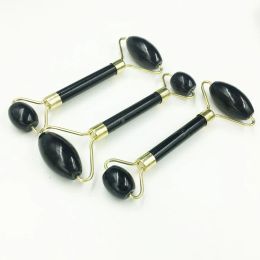 Natural Black Obsidian Jade Roller Crystal Massage Roller Gua Sha Set Real Jade Facial Lifting Tool face Thin Massager ZZ