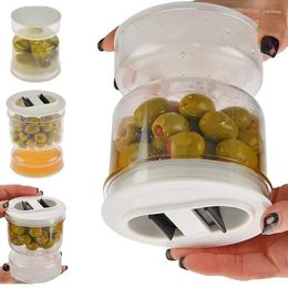 Storage Bottles Pickle Olive Hourglass Jar Set Juice Wet And Dry Separator Food Container With Strainer Flip Airtight Can Kitchen Product