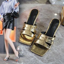 Dress Shoes Thin High Heels 2023 Women Pumps Summer Female Square Toe Footwear Fashion Elegant Ladies Sandals Slides