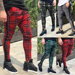 s Men's Long Casual Sport Pants Slim Fit Plaid Trousers Running Joggers Sweatpants High Quality And Comfortable1221r