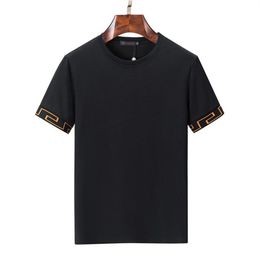 Summer new Men's T-Shirts ice silk brand short-sleeved plaid printing letter printing designer youth trend 02262B
