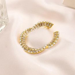 Simple Designer Brand Double Letter Brooches Geometric Sweater Suit Collar Pin Brooche Fashion Womens Crystal Rhinestone Stainless270K