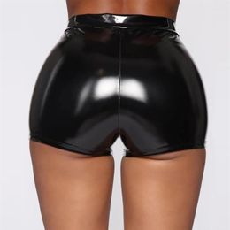 Bustiers & Corsets Sexy Bottom Underwear Women High Waist Leather Pants Short Erotic Shiny Shaping PVC Boxer Glossy Bag Hip Latex 296i