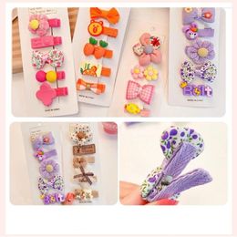 Hair Accessories 10pcs Plush Colourful Loverly Children's Flower Girl's Pin Princess Bow Cute Bangle Clip Accessory Animal Fruit