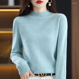 Women's Sweaters Pure Wool Half-turtleneck Cashmere Sweater For Casual Knitted Jacket Autumn And Winter Korean Fashion