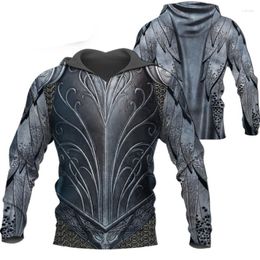 Men's Hoodies 2023 Fashion Mediaeval Knight 3D Armour Print Hoodie Casual Funny Long Sleeve Harajuku Sport Pullover