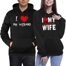 Men's Hoodies Women Men I Love My Husband/wife Lover Couples Hoodie Fashion Hooded Sweatshirt Matching Casual Pullovers Tracksuits