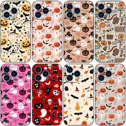 Happy Halloween Soft TPU Cases For Iphone 15 Plus 14 Pro Max 13 12 11 XR XS X 8 7 6 Print Skull Ghost Lover Pumpkin Lantern Black Fashion Mobile Phone Back Cover Skin