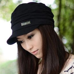 Sboy Hats Korean Style Autumn Women Caps Pleated Warm Outdoors Visor Cap Skull Brown Knited Hat