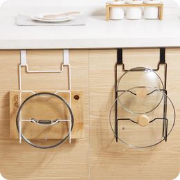 Kitchen Storage Hanging Pot Lid Rack For Cupboard Door Cutting Board Shelf Organiser Pan Cover Towel Hanger Holder