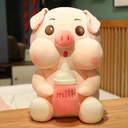 Plush Dolls 3555cm Kawaii Pig Doll With Feeding Bottle Stuffed Animal Toy Soft Kids Room Decor For Christmas Gifts 231007