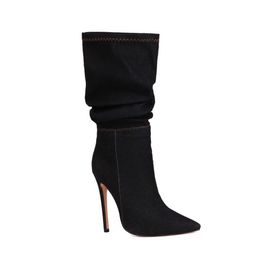 40-43 Large Autumn/Winter Women's Boots Nightclub High Heel Denim High Sleeve Boots H314 231003