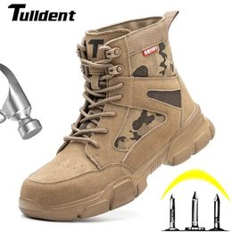 Safety Shoes Outdoor Men Work Boots Safety Shoes Anti-puncture Safety Boot Work Steel Toe Shoes Indestructible Desert Combat Boots Protective 231007