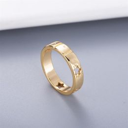 Simple Style Couple Ring Personality gold silver plated with Star Jewellery Supply3206