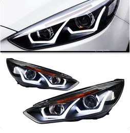 Auto Headlights Modified For Ford Focus 20 15-20 18 Angel Eye Styling LED Daytime Lights Dual Projector DRL Car Accesorios