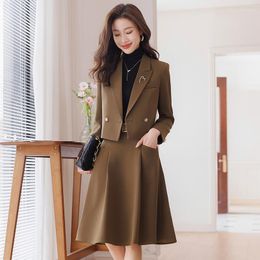 Women's Two Piece Pants Brown Short Suit Skirt For Women Spring And Autumn 2023 Small Casual Fashion High Sense Two-Piece Set