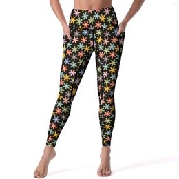 Active Pants Colourful Ditsy Floral Leggings Flowers Print Fitness Yoga Women High Waist Basic Sports Tights Stretch Custom Legging