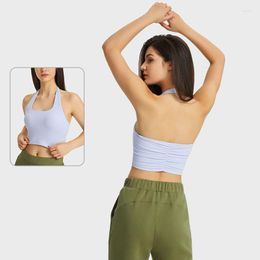 Yoga Outfit Halter Sports Bra Crop Top Padded Sexy Backless Fitness Push Up Underwear For Women Gym Clothing Female Sportswear