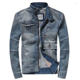 Men's Jackets Autumn Fashion Hooded Jeans Jacket Men Cotton Denim Casual Slim Elastic Retro Vintage Coat Winderbreaker Man Clothes