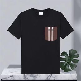 Men's Designer T-shirt Casual Fashion Men's Women Pocket plaid striped short sleeve Top s luxury men's hip hop 225k