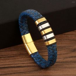 Charm Bracelets Malachite Blue Vintage Multilayer Hand-Woven Leather Men Tiger's Eye Bead Magnetic Buckle Bracelet Luxury Jewelry Gift