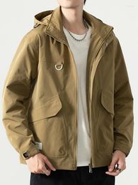 Men's Jackets 2023 Hooded Windbreaker Men Casual Jacket Hat Detachable Outdoor Waterproof And Windproof Solid Zipper Coat Plus Size 8XL