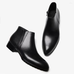 Boots Autumn Winter Genuine Leather Business Dress Ankle Men Daily Office Work Outdoor Casual Warm Snow 36-44