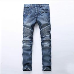 Distressed Robin Motorcycle men's jeans Rock revival Skinny Slim Ripped hole Men's Brand Denim pants Men Designer303L