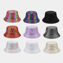 Berets 2023 European And American Laser Colorful Bucket Hat Women's Fashion All-Matching Internet Celebrity Men's Casual