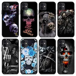 Skull Ghost Lover Soft TPU Cases For Iphone 15 Plus 14 Pro Max 13 12 11 XR XS X 8 7 6 Happy Halloween Print Fire Black Fashion Mobile Smart Phone Back Cover Skin