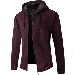 Men's Jackets 2024 Winter Jacket Men Solid Slim Fit Zipper Hooded Cardigan S Coat Thick Fleece Wool Warm Outwear Coats