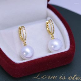 Stud Earrings ED68 Lefei Fashion Trendy Luxury 11-12mm Strong Lustre Few Flaw Freshwater Pearl Simple Circle Women 925 Silver Jewellery