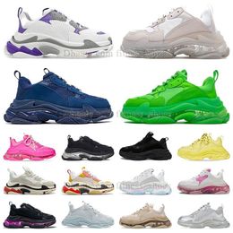 Balenciaha New Designer Paris Triple S Men Women Casual Shoes Sneakers Crystal Clear Sole Platform Beige Tripler Sports Black Grey White Outdoor Walking Trainers