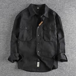 Men's Casual Shirts Vintage Style Work Shirt With Multi-purpose Pockets For Men Classic Long Sleeve Button Up