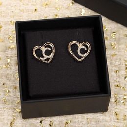 2023 Luxury quality Charm small heart shape stud earring with diamond in 18k gold plated have box stamp PS7421A248G