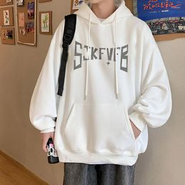 Men's Hoodies Autumn And Winter Thickened Oversize American High Street Coat Chunky Hooded Hoodie For Men Black White M-5XL