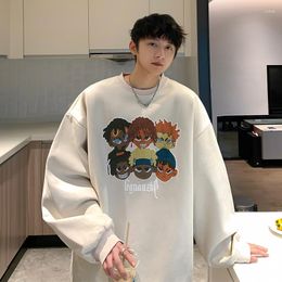 Men's Hoodies Men 2023 Spring Sweater Personalised Faux Suede Trendy Printing Round Head Loose Comfortable Fashion Casual Top