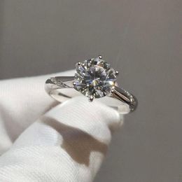 Cluster Rings Genuine 925 Silver 18k White Gold Plated D Color Moissanite Ring Briliant Cut 1 Diamond Test Passed Solitaire Stone264u