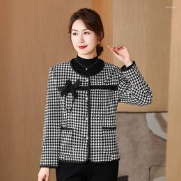 Women's Jackets Single Breasted Tweed Woollen Coat For Women Retro Suit Jacket Chic Top Korean Outwear Autumn And Winter