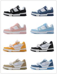 flat Sneaker Casual Shoes Denim Canvas Leather Abloh White Green Red Blue Letter Overlays Platform mens womens Low Sneakers pink