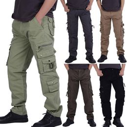 Spring Mens Pants Multi-pocket Overalls Camouflage Trousers Stretch Baggy Casual Trousers Fashion Solid Loose Jogger Streetwear254g