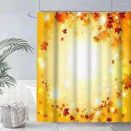 Shower Curtains Maple Tree Curtain Hello Autumn Nature Orange Leaves 3D Printed Bathroom Decor Home Decoration