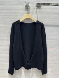 Women's Sweaters Temperament Deep V Big Cardigan Saddle Shoulder Process Design Cashmere Sweater Autumn And Winter 20230913