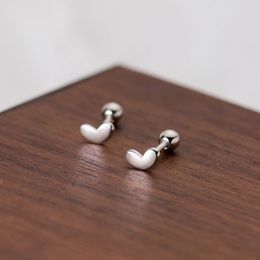 925 Sterling Silver Simple Fashion Love Heart Screw Piercing Baby Stud Earrings for Women Ear Bone Jewellery Accessories