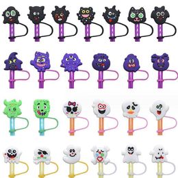 black horror movie halloween custom silicone straw toppers cover charms DIY straws decoration for 8mm straws dust plug