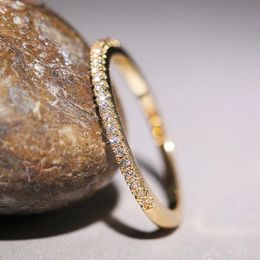 Wedding Rings Huitan Minimalist Thin Rings for Women Wedding Brilliant Cubic Zircon High Quality Versatile Female Finger Ring Jewelry 231007