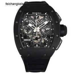 Richardmill Watch Milles Watches Mechanical Rm 011 Black Phantom Pvd Ceramic Carbon Rubber WYFH