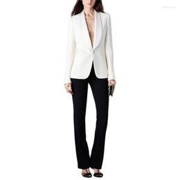 Women's Two Piece Pants Women Suit One Button Slim 2 Pieces Set Fit Business Custom Made Office Lady Jacket With Black