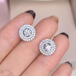 Classic Round Shaped Embellished With Cubic Zirconia Stud Earrings For Women Girls Fashion Jewellery Gift